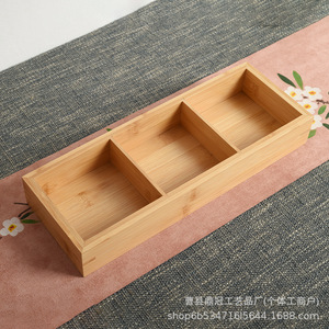 Plateau de rangement rectangulaire en bambou à neuf compartiments, couleur bois naturel, pour servir les aliments lors de fêtes - Product Image 4