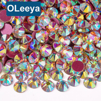 Oleeya-Chaussures Nail Art en Cristal de 16 Coupe AB Couleur Verre Non-Hot Fix Strass à Dos Plat Robes Bikini DIY