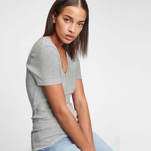 Camiseta Deportiva de Manga Corta con Cuello en V para Mujer, 100% Algodón Jersey, Impresión Digital, Logotipo Personalizado, Transpirable, Tallas S-XXL - Product Image 3