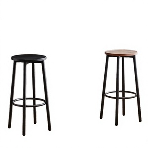 Juego de 2 Taburetes de Bar Modernos, Sillas de Bar Metálicas con Base Redonda, Fácil Montaje para Bar - Product Image 4