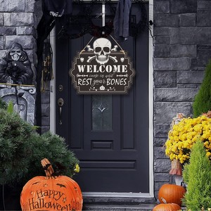 Placa de Puerta Fantasma de Esqueleto de Halloween, Decoraciones de Pared de Porche Transfronterizo para Ambiente Festivo de Vacaciones, 1 Unidad - Product Image 2