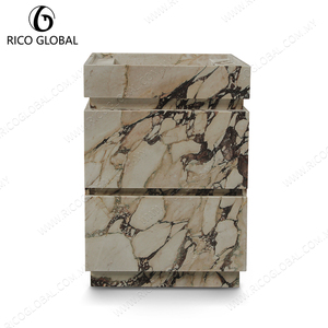 Tocador de baño de mármol de primera calidad, lavabo de cerámica, carcasa de aluminio, incluye gabinete de espejo, para hoteles, resorts, casas de lujo - Product Image 1