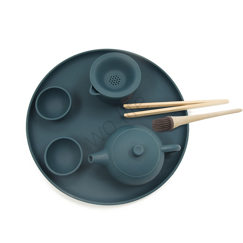 Китайский набор блюдце, поднос для чая, силиконовый многоразовый набор для чая из пузырчатой пленки в коробке, набор для чайной чашки, оборудование