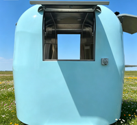 Remolque de Comida Móvil Personalizado de un Solo Eje con Ventanas de Servicio Elevables Dobles, Mini Carrito de Comida para Café, Jugos y Helados