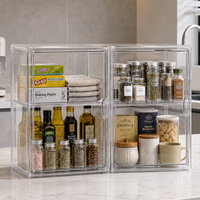 Vitrine de présentation empilable transparente en PET pour boîtes mystères, boîte de rangement multifonctionnelle, design moderne et minimaliste pour figurines et jouets