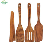 Paddle Turner Fente Spurtle Grattoir 4pcs Cuisine Utiliser Teck Spatule de Cuisine En Bois Ensemble