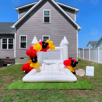 Château gonflable commercial personnalisé avec toboggan et piscine à balles, structure gonflable en PVC pour location de fêtes d'enfants et jardin