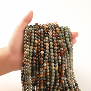 Bán Buôn 4-10Mm Tự Nhiên Moss <span class=keywords><strong>Agate</strong></span> Đá Quý Hạt Cho Đồ Trang Sức Làm Đánh Bóng Vòng Mịn Đá Hạt Cho Vòng Đeo Tay Vòng Cổ - Product Image 1