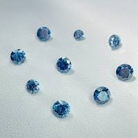 Pierre précieuse en moissanite synthétique ronde bleue SICGEM VVS avec certificat GRA, dureté 9,25 Mohs et jeu de couleurs