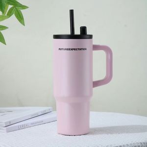 Double Wall Vacuum Travel <b>Mug</b> 720ml Stainless Steel Tumbler with Carry Handle Straw Lid for <b>Car</b> - Product Image 4