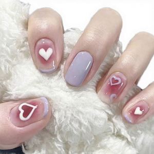 ราคาส่ง เล็บปลอมแบบกดติด ลายตาแมววิบวับ เรียบง่าย สีไลท์คัลเลอร์ รูปทรงอัลมอนด์ ขายดี - Product Image 3