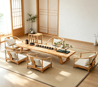 Ensemble de table à thé en bois massif de style japonais, support à thé Zen Tatami, table à thé multifonctionnelle pour salon et salle de thé à domicile