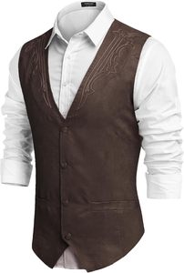 <span class=keywords><strong>Gilet</strong></span> de <span class=keywords><strong>costume</strong></span> pour <span class=keywords><strong>homme</strong></span> en polyester/coton, col en V, simple boutonnage, style western décontracté, coupe ajustée, uni, fabriqué en Chine - Product Image 2