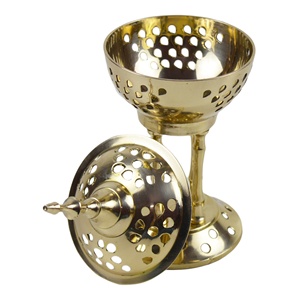 Brûleur d'encens en charbon de bois brillant porte-encens en laiton Design de décoration intérieure avec finition polie brûleur d'encens pour le parfum - Product Image 2