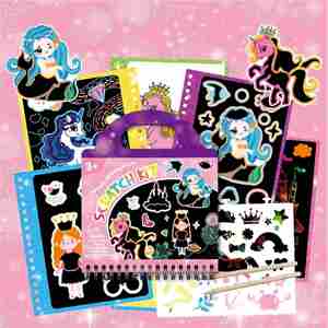 4-6 Kids Birthday Toys Fun <b>Magic</b> Activities Supplies Rainbow Paper Scratch Art Crafts Girls Gifts - Product Image 1