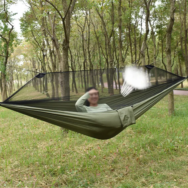 Outdoor Portable Nylon Camping Hiking Hammock With Mosquito Net