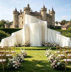 Wedding S-Curved Wave Drapes <strong>Backdrop</strong> Stand Irregular Metal <strong>Frame</strong> for Outdoor Lawn Wedding Stage Background Decor - Product Image 4