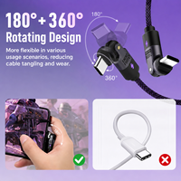Câble USB C vers USB C SIKAI 240W 5A PD 3.1 Double 540 °   Câble de charge rapide tressé en nylon rotatif avec E-Marker pour téléphone de jeu
