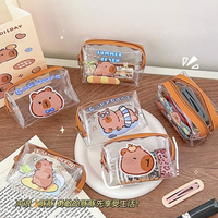 Sac de rangement pour pièces de monnaie miniature avec motif d'animal mignon, en PVC transparent, trousse à crayons pour l'école, étanche, petite bourse à monnaie, Yimian T181