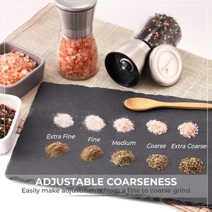 Moulin à poivre manuel de qualité supérieure avec meule en céramique, réglage de la grosseur, pour assaisonnement de cuisine, rechargeable, en verre, pour épices, sel et poivre - Product Image 3