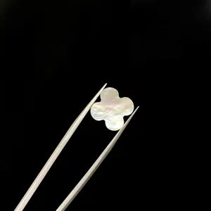 Natural White Shell Custom Cut Size Shape Wholesale High Quality 4 Leaf Clover Double Sided Flat Gemstones Mother Of Pearl