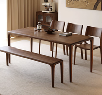 Table à manger rectangulaire en noyer noir brésilien massif, style moderne du milieu du siècle, table de cuisine minimaliste moderne, bureau à domicile