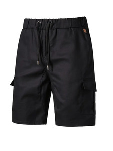 Dropshipping กางเกงคาร์โก้แบบลำลองของผู้ชายผ้าโพลีเอสเตอร์100% สีทึบผ้าไม่ทอสวมใส่ได้พอดีปกติพร้อมเชือกผูก - Product Image 3