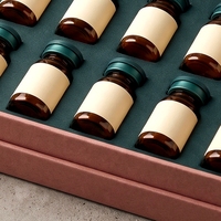 Boîte rigide personnalisée en carton gris avec couvercle et base roses pour flacons de peptides, 12 flacons et impression offset sur éponge, modèle artisanal 127