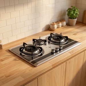 Cuisinière à <span class=keywords><strong>gaz</strong></span> encastrable 3 brûleurs en acier inoxydable pour usage domestique, compatible GPL – Approvisionnement direct usine - Product Image 3