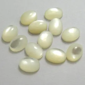 Hot sale natural flat back White mop round oval shell cabochons for jewelry making