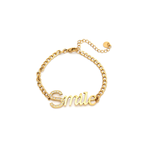 สร้อยข้อมือโซ่ยิ้ม ชุบทอง สแตนเลส 316L เครื่องประดับแฟชั่น - Product Image 2
