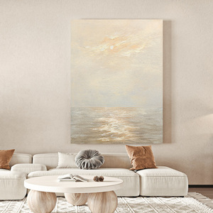 Hand Painted Oil Painting Gentle Tide Creamy Style Vertical Impressionism Art For Living Room Entryway Decorative <b>Wall</b> Art - Product Image 4