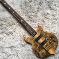 Guitare basse électrique personnalisée 4 cordes Alem Neck Through Body avec micros actifs en ébène acceptés OEM