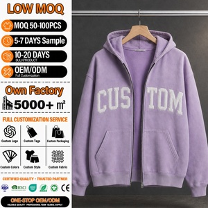 Sudadera con capucha y cremallera para hombre, estilo oversize, con estampado streetwear, de algodón French Terry, con efecto acid wash. - Product Image 2