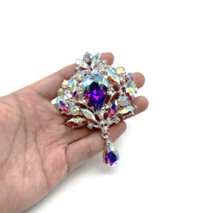 2025 nuevo diseño brillante cristal AB diamantes de imitación pedante broches para boda accesorios de vestido de novia - Product Image 3