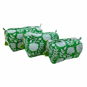 Ensemble de trousse de toilette matelassée à fleurs vertes tropicales-Vibrant et écologique - Product Image 1