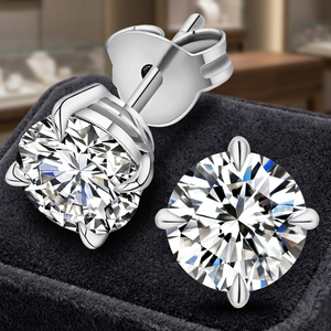 Pendientes Clásicos con Diamantes Cultivados en Laboratorio, Oro Sólido de 18k, Unisex, Joyería Fina Elegante, Brillo Brillante, Corte de Lujo para Uso Diario - Product Image 3