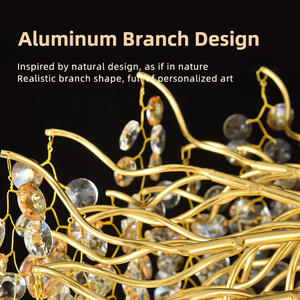 Lámpara de Araña Moderna de Cristal de Lujo Long Branch para Sala de Estar, Acabado Dorado, 180CM, Luz LED, Control Remoto, Ahorro de Energía, 2 Años de Garantía - Product Image 4