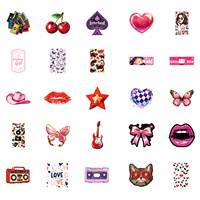 50PCS Pegatinas de Moda con Diseño de Labios Rojos Sexys y Corazones para Maquillaje, Estilo Downtown Girls