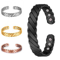 Bracelet énergétique chinois, bijoux de magnétothérapie, bracelets en acier inoxydable plaqué or pour hommes et femmes