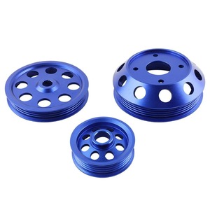 Auso-Racing V-Belt <b>Pulley</b> Kit Aluminum Alloy 3 Grooves Blue For Nissan 240SX S14 S15 SR20 1989-1998 - Product Image 2