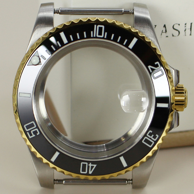 High-end 40MM SUB Waterproof Stainless Steel Watch Case Sapphire Crystal Glass for NH35/36/38 Miyota 8215 Movement Parts 20ATM