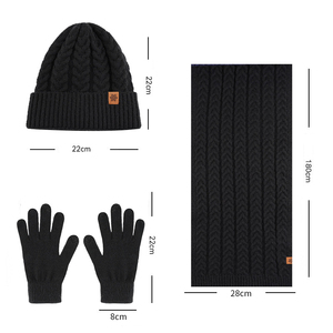 Ensembles de bonnets personnalisés avec logo pour <span class=keywords><strong>homme</strong></span>, doublés en polaire, chauds <span class=keywords><strong>et</strong></span> élé<span class=keywords><strong>gants</strong></span>, <span class=keywords><strong>bonnet</strong></span> d'hiver élégant en tricot côtelé, ensemble écharpe, <span class=keywords><strong>bonnet</strong></span> <span class=keywords><strong>et</strong></span> <span class=keywords><strong>gants</strong></span> - Product Image 3