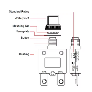 KUOYUH 10A-80A Interruptor Disjuntor Térmico 40 <span class=keywords><strong>Amp</strong></span> Botão Protetor de Sobrecarga 50V DC Disjuntor Reajustável - Product Image 2