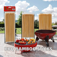 Brochettes jetables en bambou long de marque personnalisée OEM pour barbecue facile, fête, camping, fruits, nourriture, emballage en sac