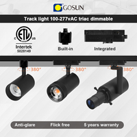 Projecteur LED sur rail 3 fils à angle de faisceau réglable et zoomable, nouveau style, certifié ETL, pour magasins de vêtements