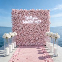 Meilleures ventes : Panneaux muraux de roses rouges en soie artificielle 5D faits à la main, décoration murale pour mariage, arrangement floral enroulable