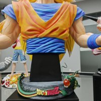 Statue buste de Goku Super Saiyan 3 de haute qualité Dragon Ball Z avec base Shenron, figurine en résine, objet de collection, décoration