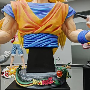 Estatua de Busto de Goku <span class=keywords><strong>Super</strong></span> Saiyan <span class=keywords><strong>3</strong></span> de Alta Calidad de Dragon <span class=keywords><strong>Ball</strong></span> Z con Base de Shenron, Figura de Anime de Resina Coleccionable para Decoración - Product Image 2