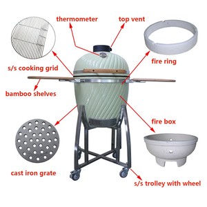 Parrilla Kamado de cerámica portátil de 20 pulgadas, de Metal ahumador, barbacoa de carbón, Parrilla De carbono, <span class=keywords><strong>Asador</strong></span> De cocina De carbono para uso en <span class=keywords><strong>el</strong></span> jardín - Product Image 3
